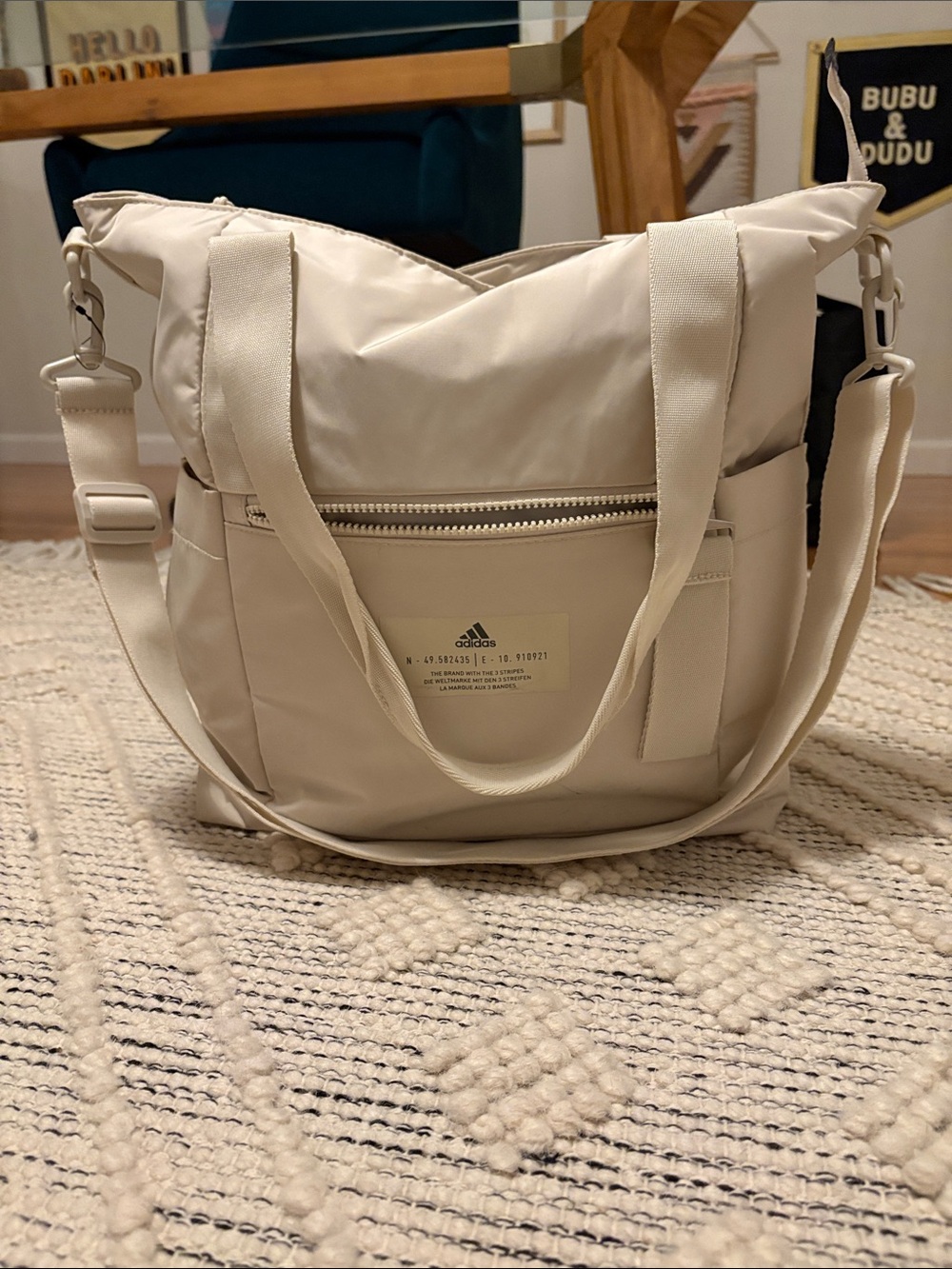 adidas Cream Crossbody Messenger Bag with Dual Straps